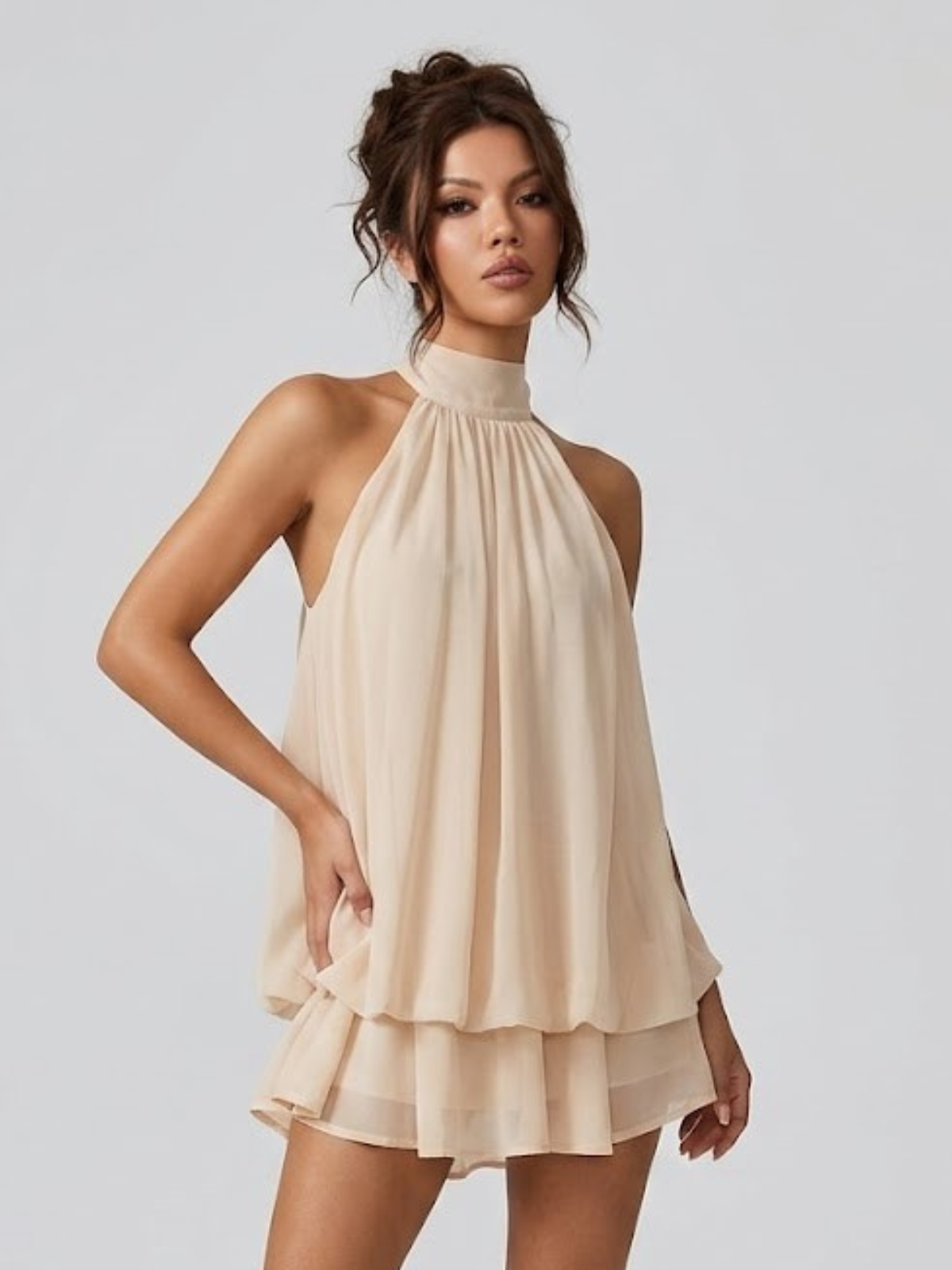 Dahlia Women's Ruffled Mini Dress - fabric and finish detail