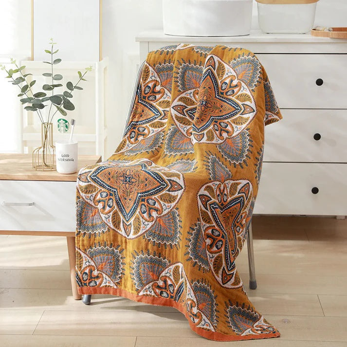 Reversible Cotton Bath Towel | Diamond & Floral