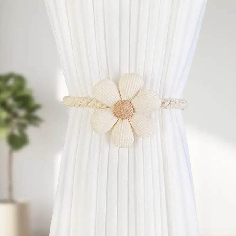 Delicate Flower Magnetic Curtain Tie Backs | No-Drill, 2-Pack