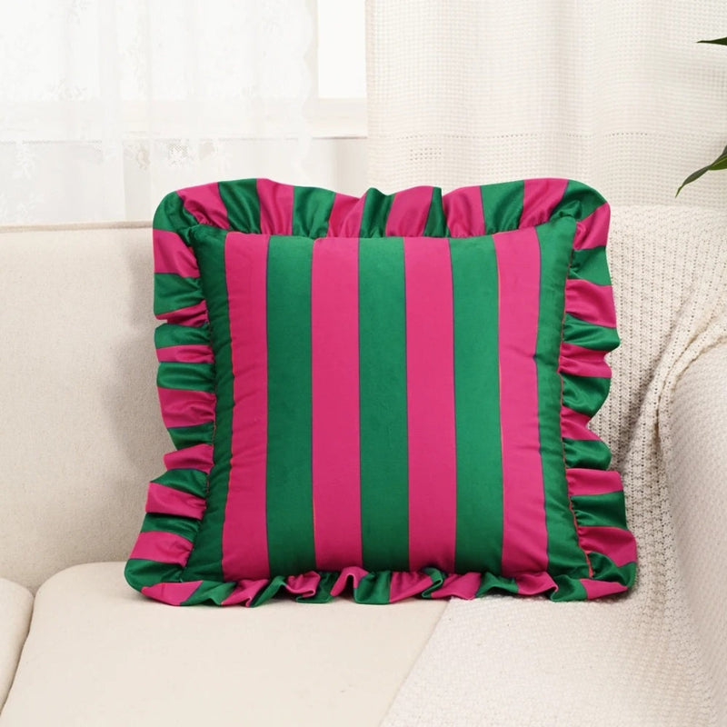 Willow Retro Striped Ruffle Cushion Cover | Soft Cover, Living Room