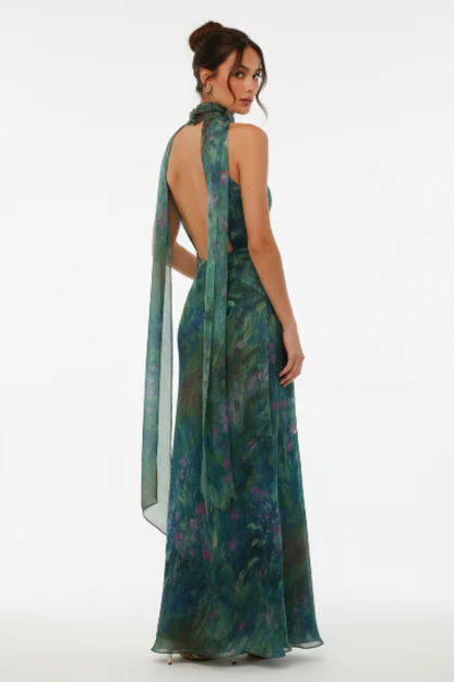 Juliette Women's Printed Maxi Dress - fabric and finish detail