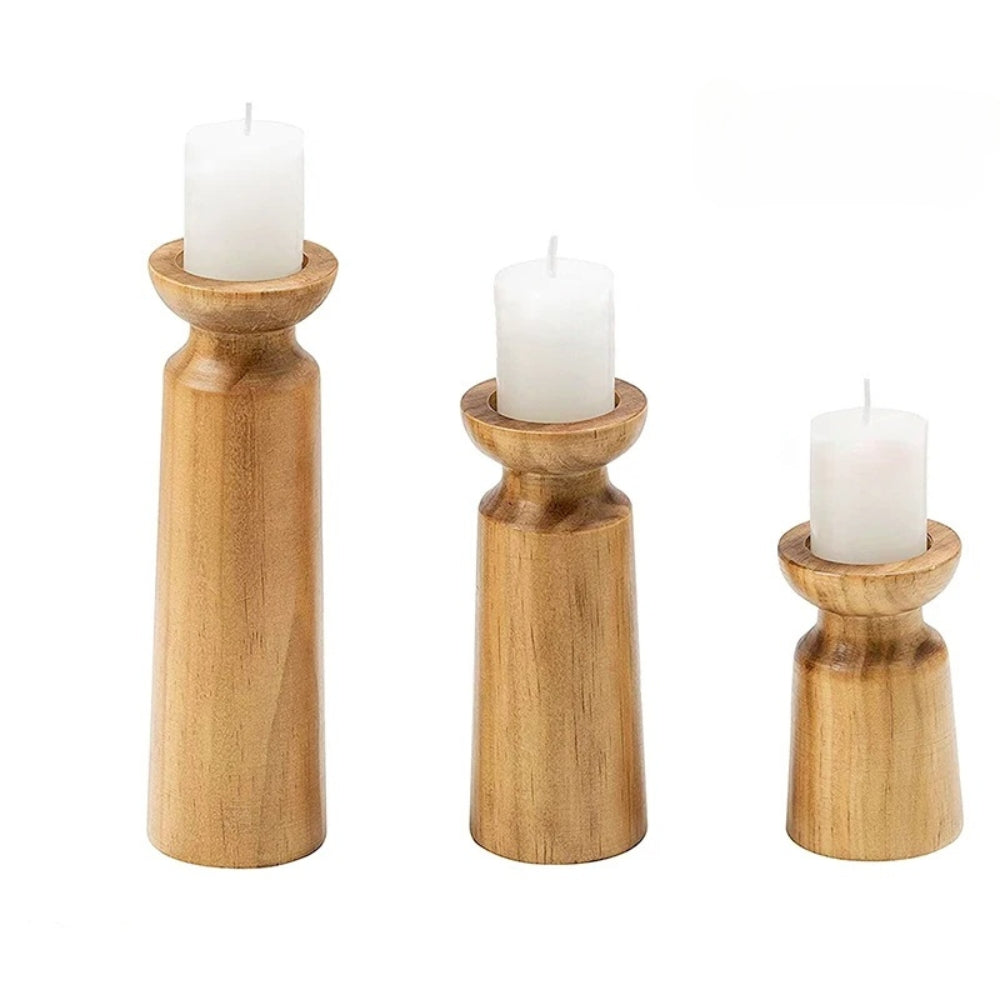 Heirloom Carved Pine Candle Holders