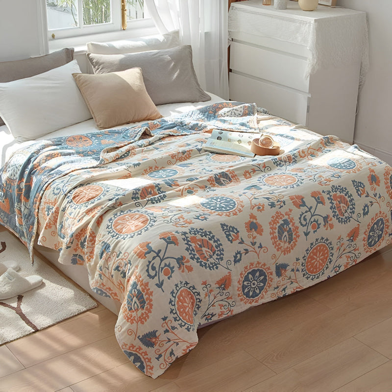 Bay Rustic Floral Cotton Reversible Blanket | Cotton, Reversible