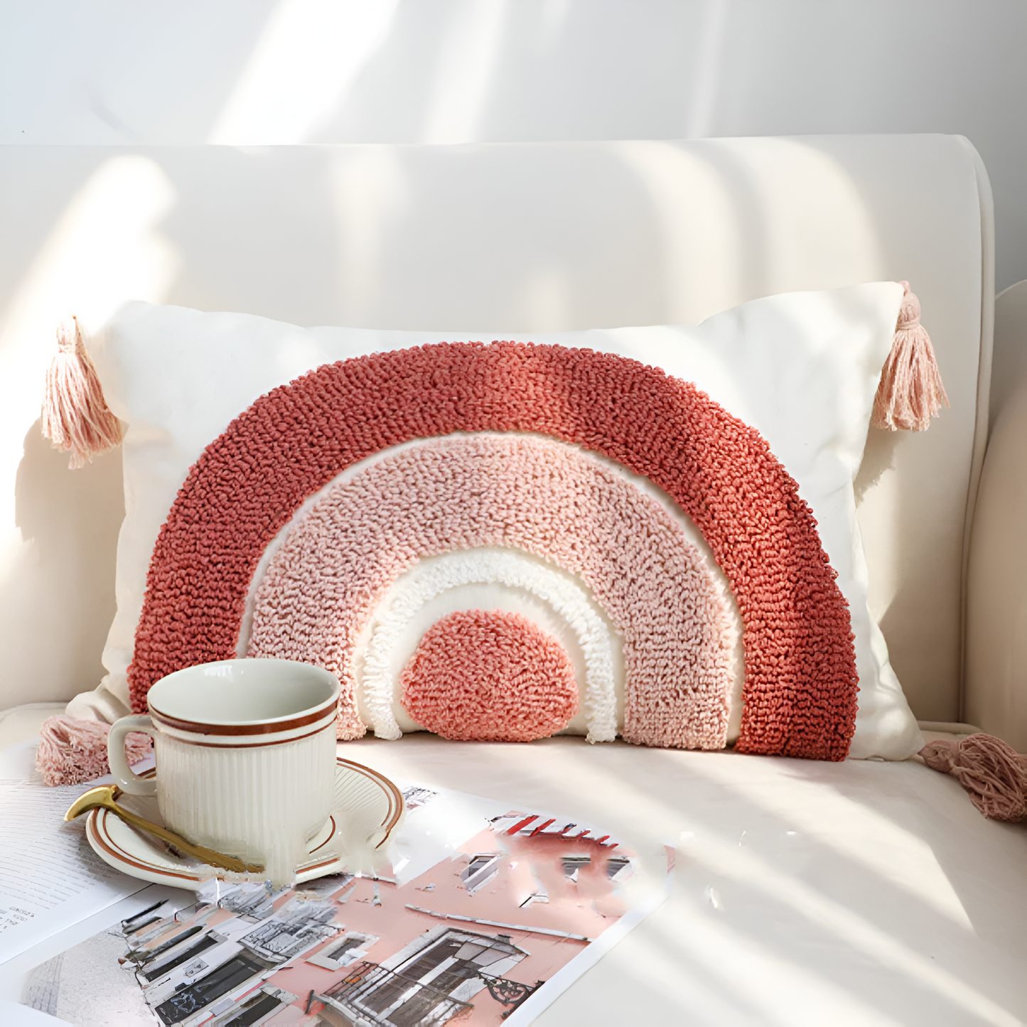 Tufted Embroidered Boho Cushion Cover