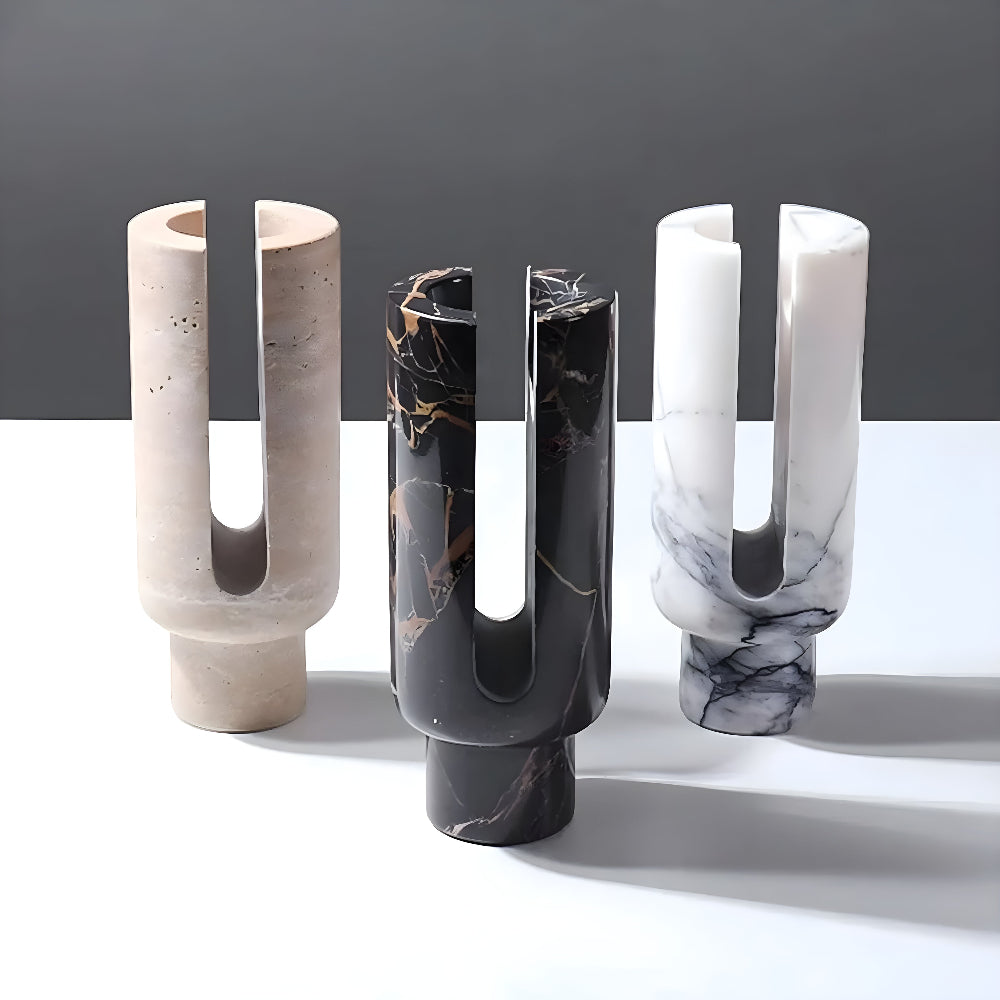 Eclipse Marble Sculptural Candle Holder