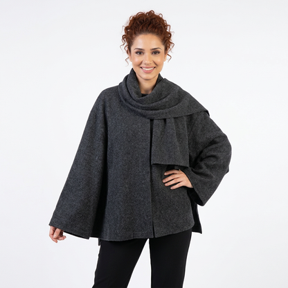 Cape-manteau pour femme Ava | Tissu tricoté chaud, col écharpe élégant