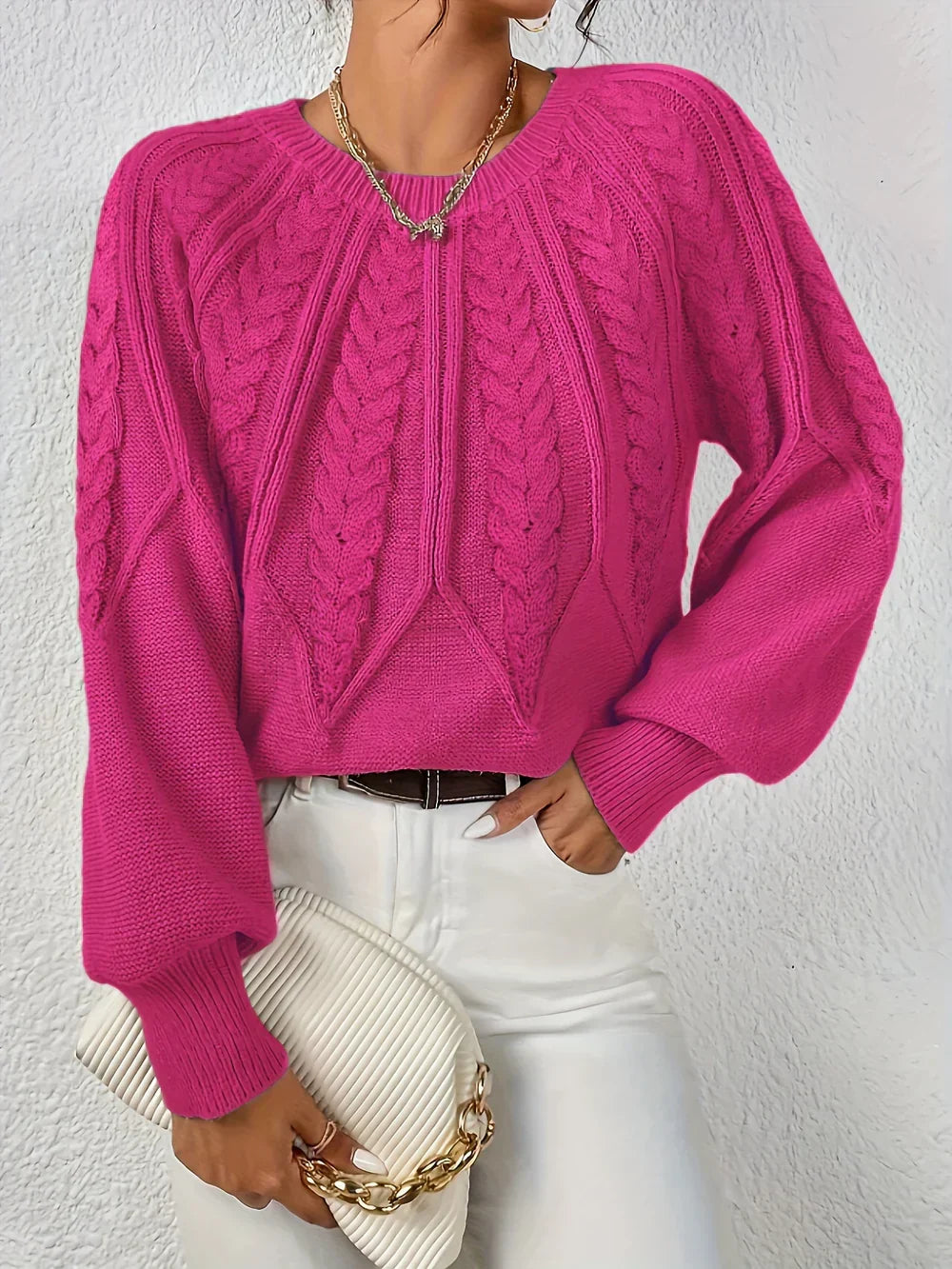 Tilda Women's Cable Knit Sweater - flat lay