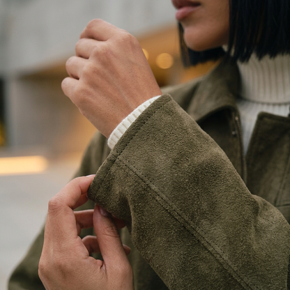 Veste Femme Bella | Suède Marron Rétro, Décontractée