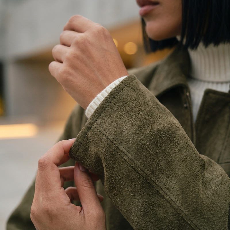 Veste Femme Bella | Suède Marron Rétro, Décontractée