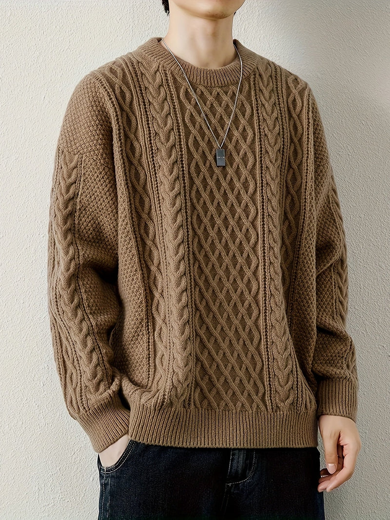 Rowan Women's Cable Knit Sweater | Ivory, Navy