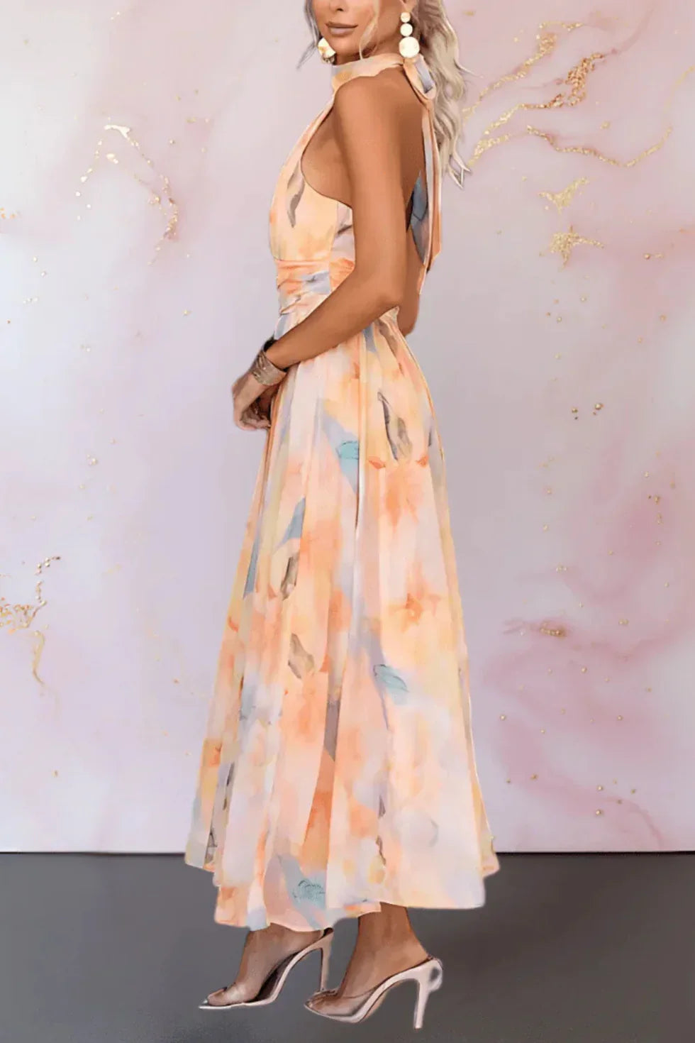 Ava Women's Floral Maxi Dress - fabric and finish detail