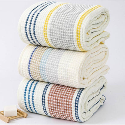 Cotton Bath Towel | Colorblock Stripe, Honeycomb Weave