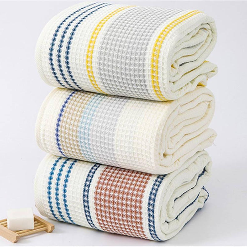 Cotton Bath Towel | Colorblock Stripe, Honeycomb Weave