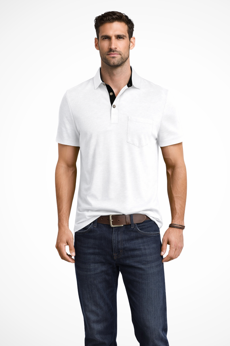 Tristan Men's Shirt | Pocket, Contrast, Short Sleeve