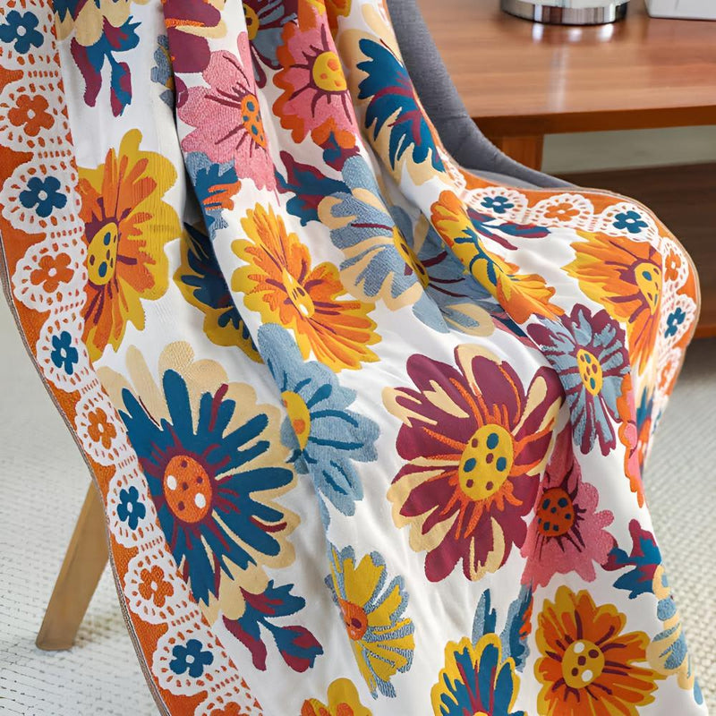 Reversible Cotton Bath Towel | Floral Print