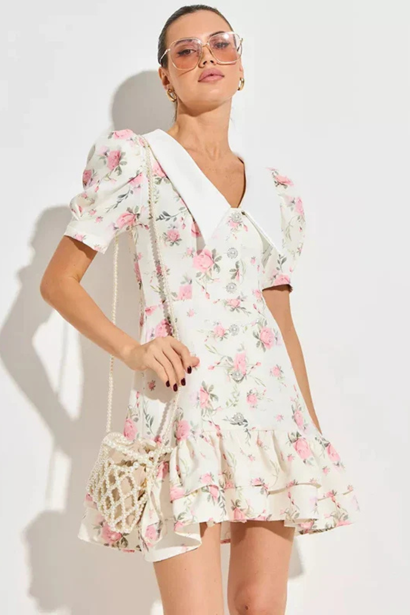 Willa Women's Floral Mini Dress - fabric and finish detail