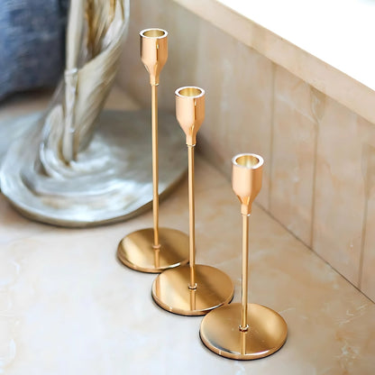 Tall Stainless Steel Candle Holders | Set of 3