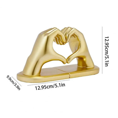 Amora Resin Love Gesture Bookends | Sculpted Hands, Non-Slip Base