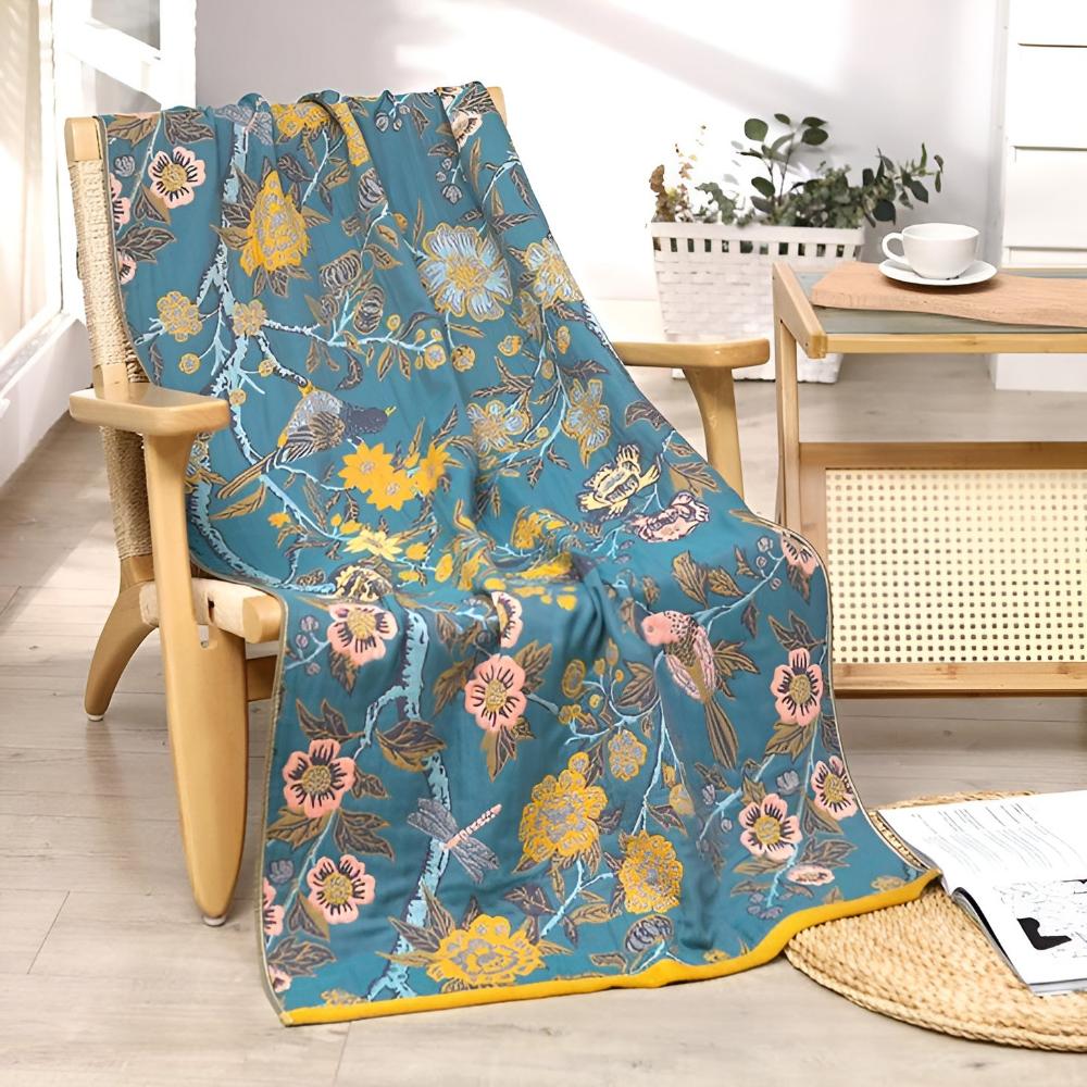 Reversible Cotton Bath Towel | Hibiscus Print