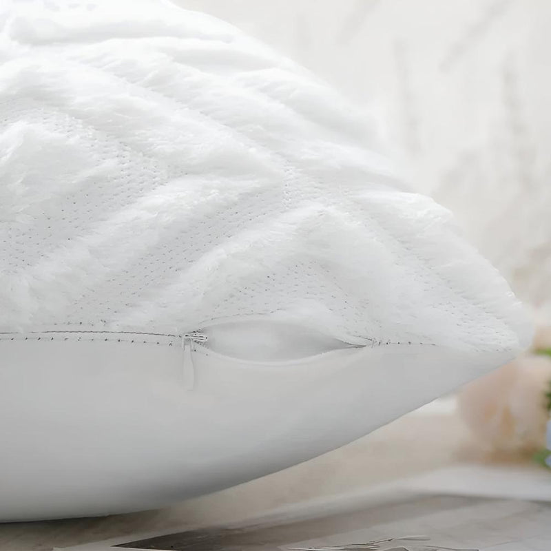 3D Diamond Cotton-Linen Cushion Cover | Textured Weave, Hidden Zip