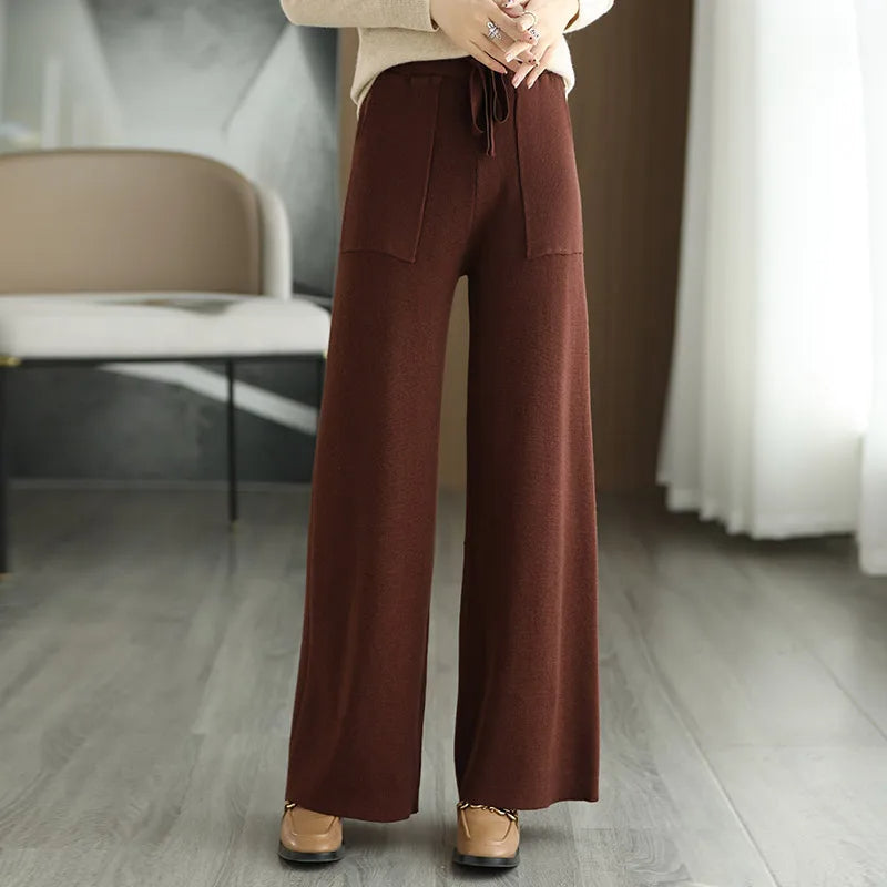 Saskia Women's Wool Pant | Black, Beige