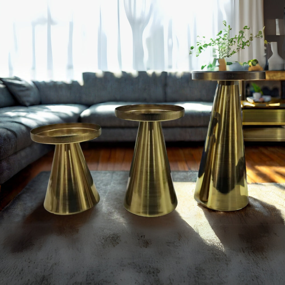 Artisan Brass Candle Holders | Set of 3