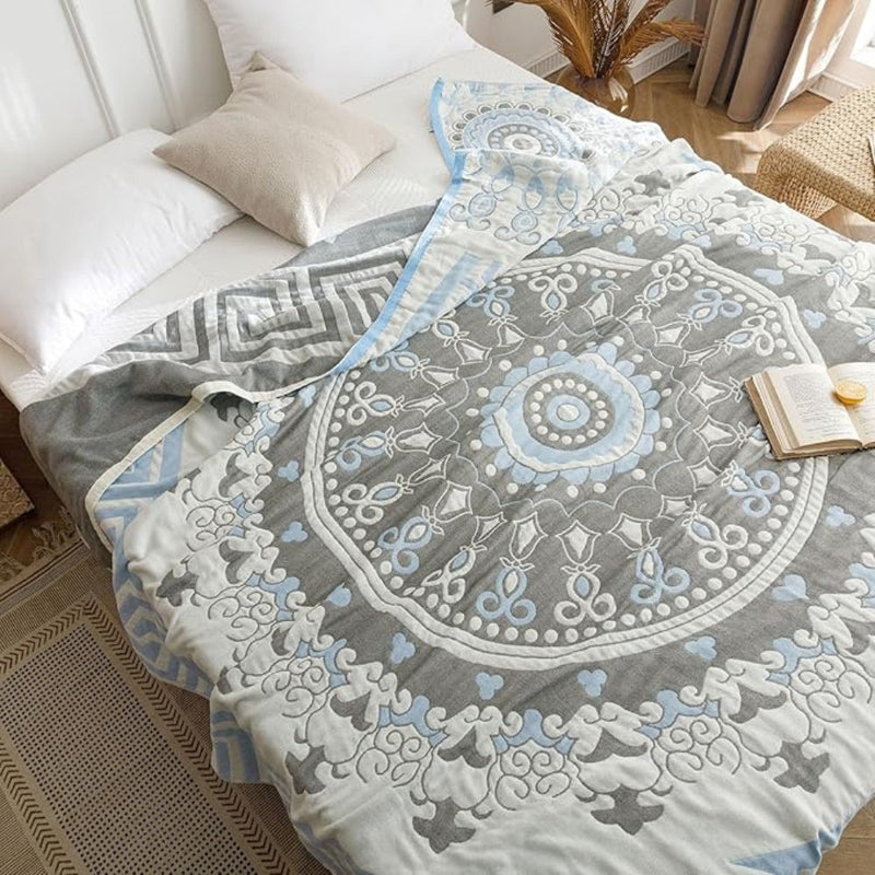 Santorini Mandala Cotton Blanket