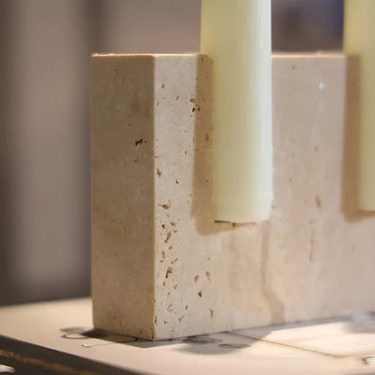 Timeless Travertine Stone Candle Stand