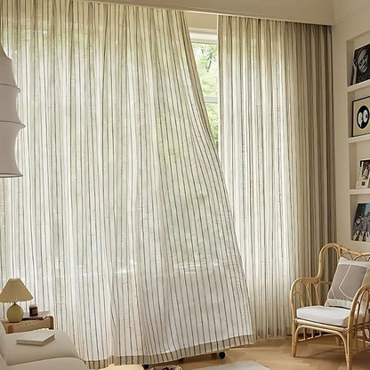 Soft Flow Vertical Stripe Curtain | Semi-Sheer, Grommet Top