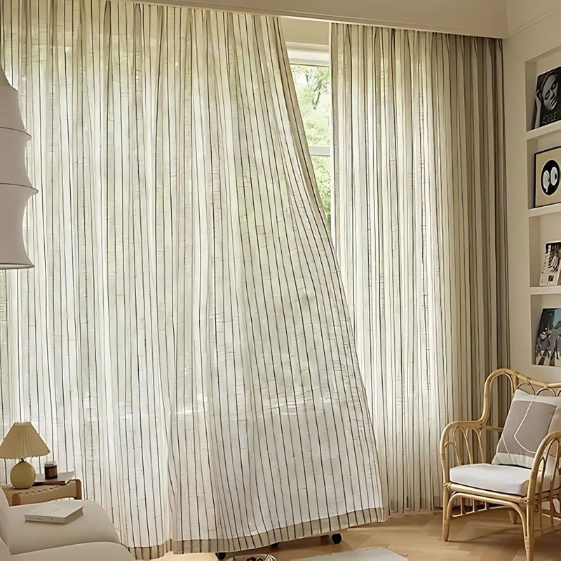 Soft Flow Vertical Stripe Curtain | Semi-Sheer, Grommet Top