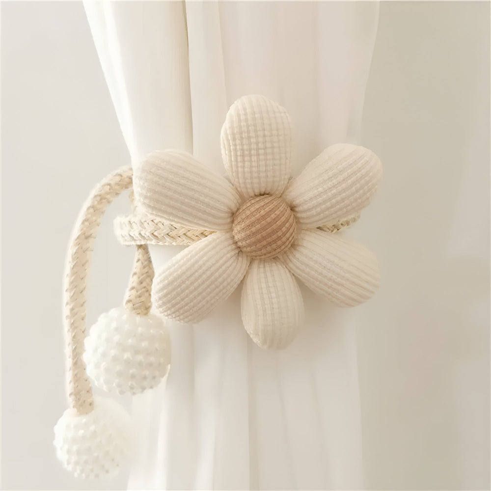 Whimsical Flower Curtain Tie Backs | Pearl Buckle, Embroidered