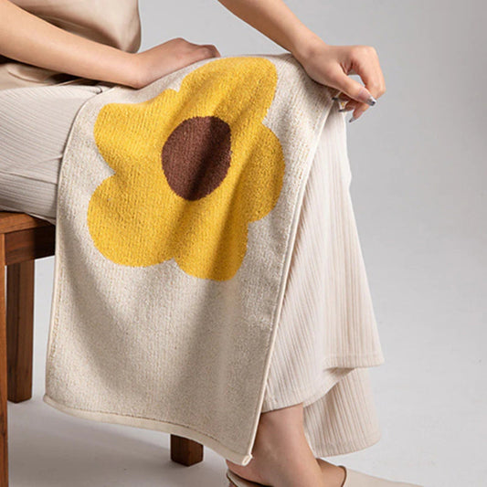 Floral Cotton Bath Towel | Sunflower Print