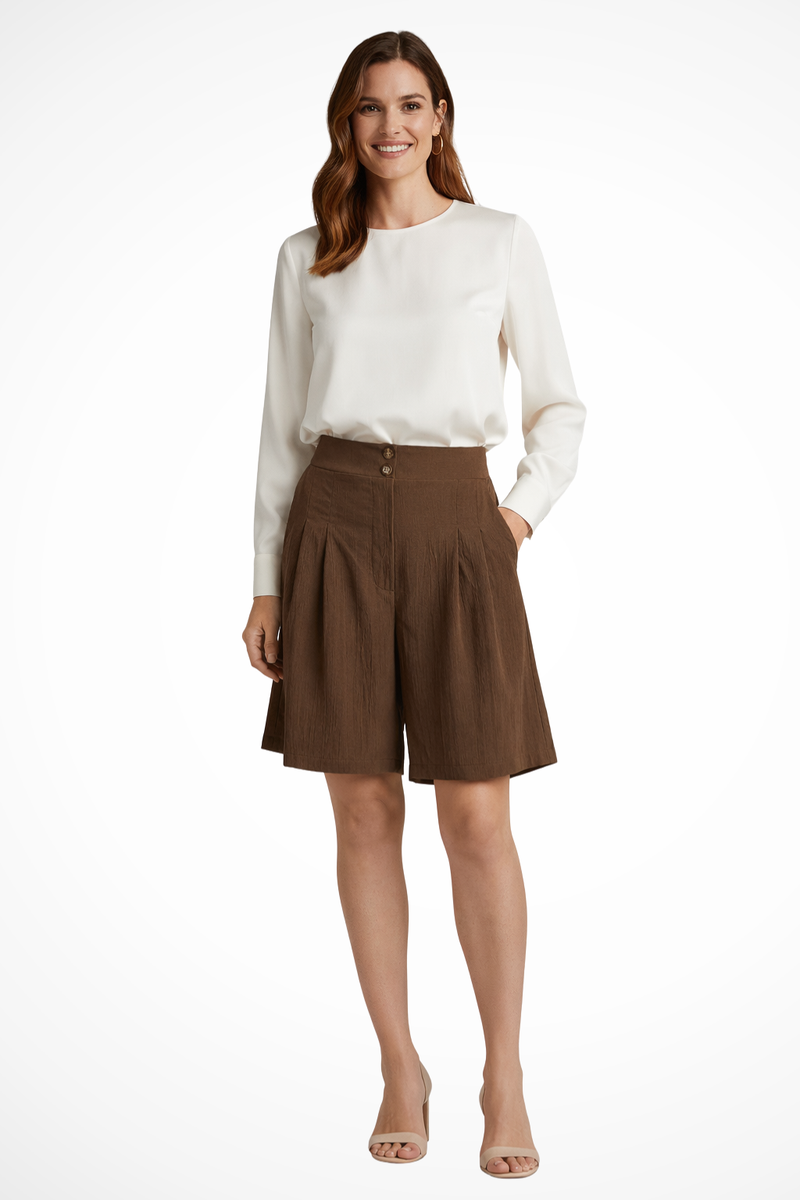 Elise Women's Pleated Shorts - flat lay