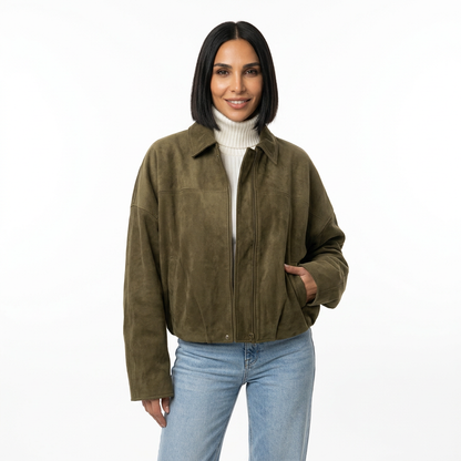 Veste Femme Bella | Suède Marron Rétro, Décontractée