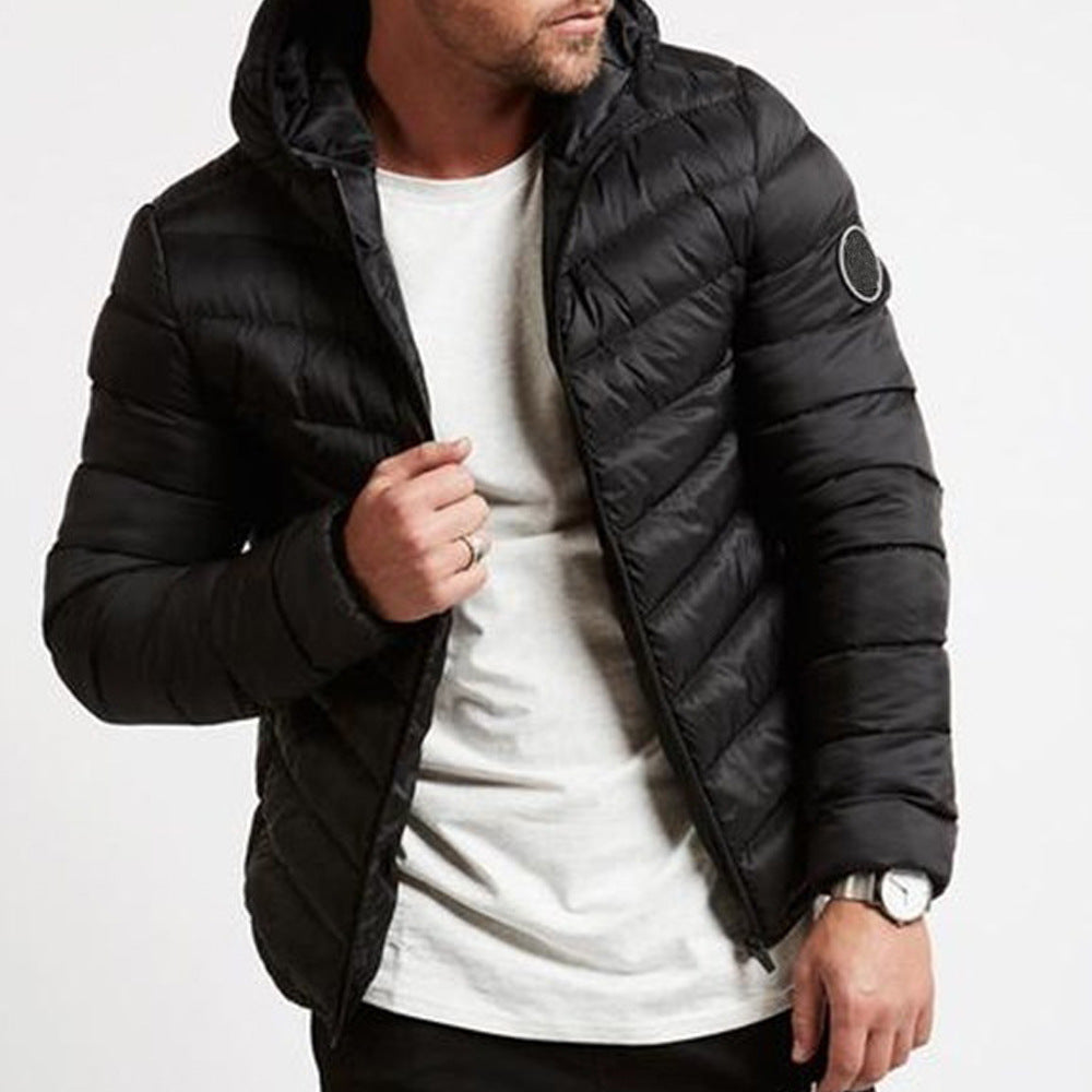 Theo Men's Puffer Jacket - fabric and finish detail