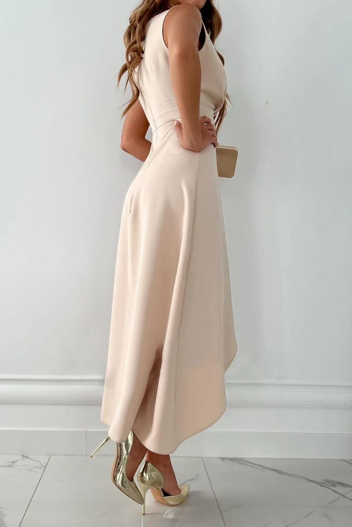 Tilda Women's Asymmetric Midi Dress - fabric and finish detail