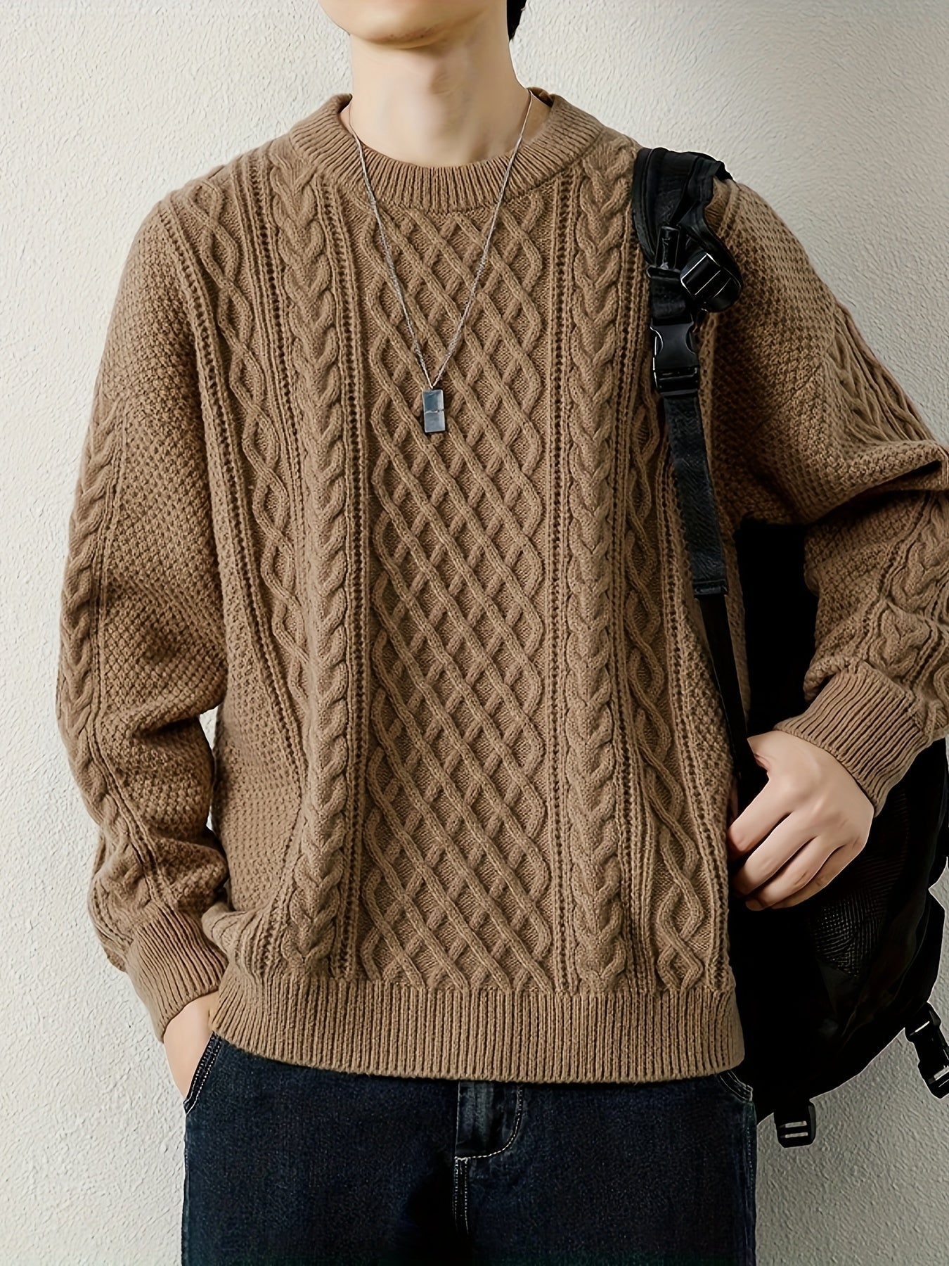Rowan Women's Cable Knit Sweater - fabric and finish detail