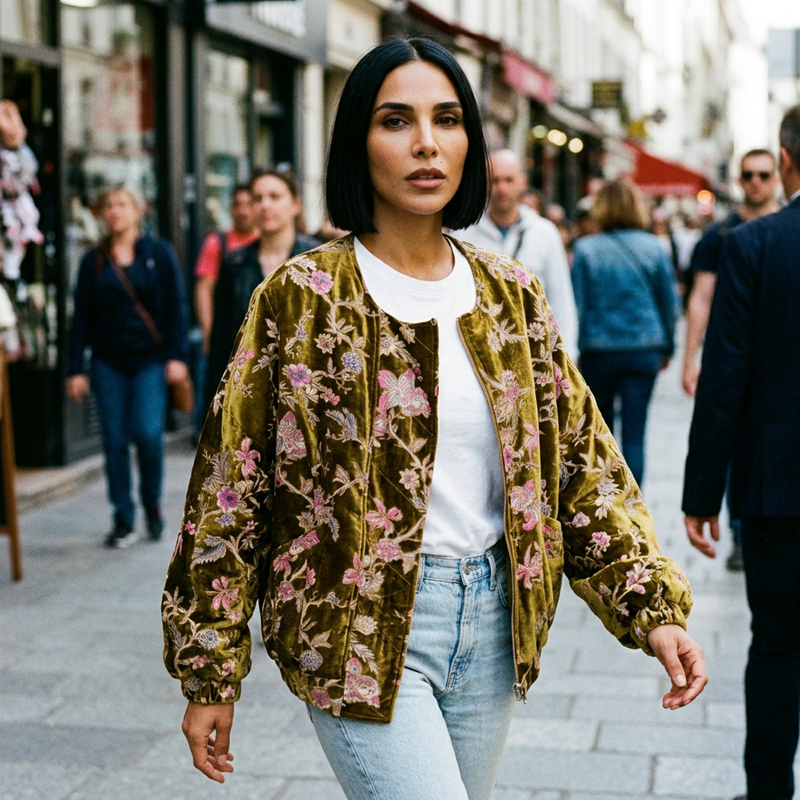 Chaqueta de Invierno para Mujer Evelyn | Terciopelo Dorado, Estilo Vintage