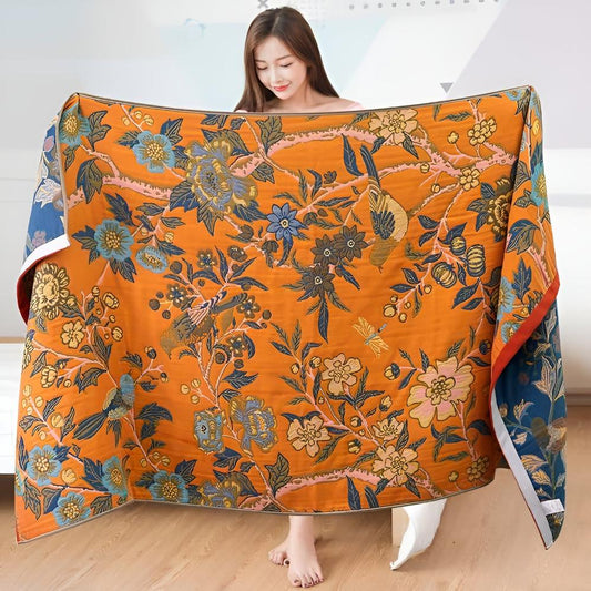 Reversible Cotton Bath Towel | Hibiscus Print