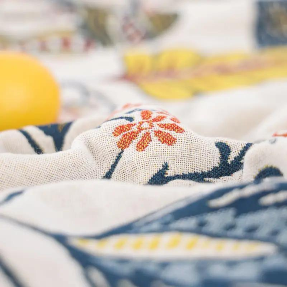 Rustic Artistic Flora Cotton Blanket