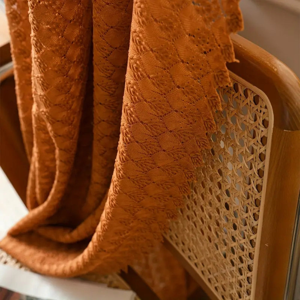Amber Glow Boho Crochet Curtain | Light-Filtering, Rod Pocket