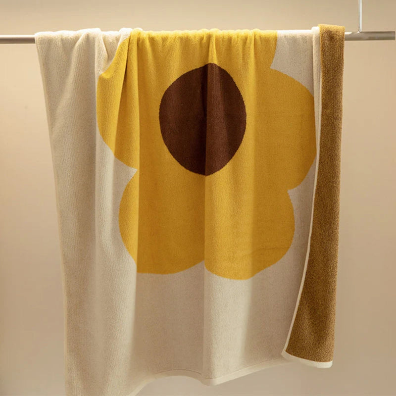 Floral Cotton Bath Towel | Sunflower Print
