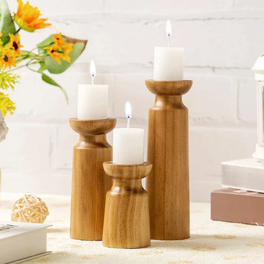 Heirloom Carved Pine Candle Holders