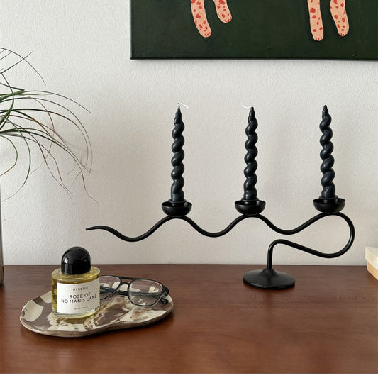 Tri Iron Twisted Taper Candle Holder