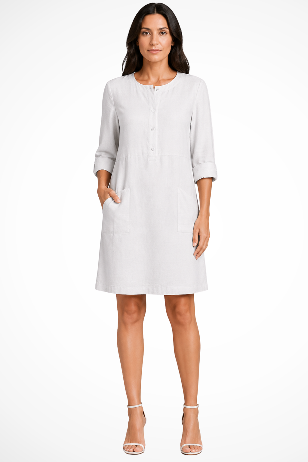 Kira Women's Linen Shirt Dress - back view