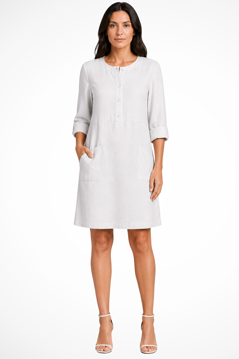 Kira Women's Linen Shirt Dress - back view