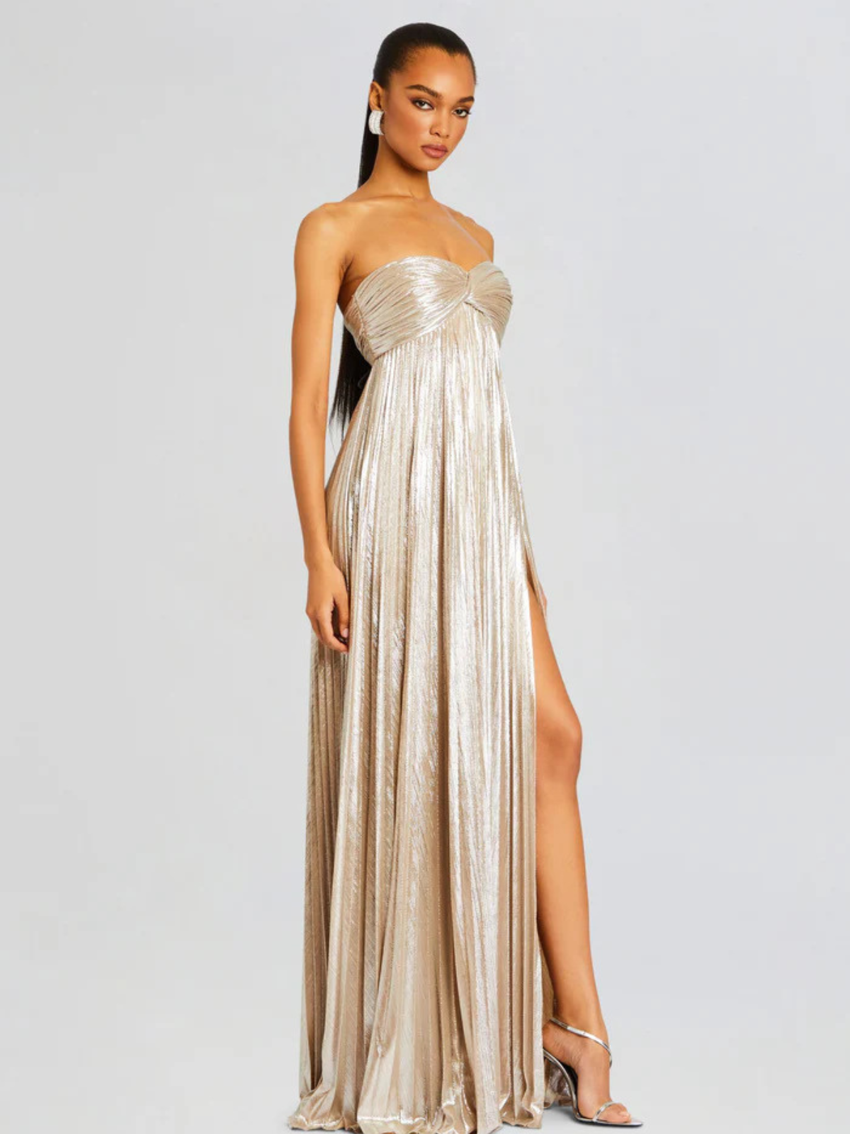 Edith Women's Pleated Maxi Dress - fabric and finish detail