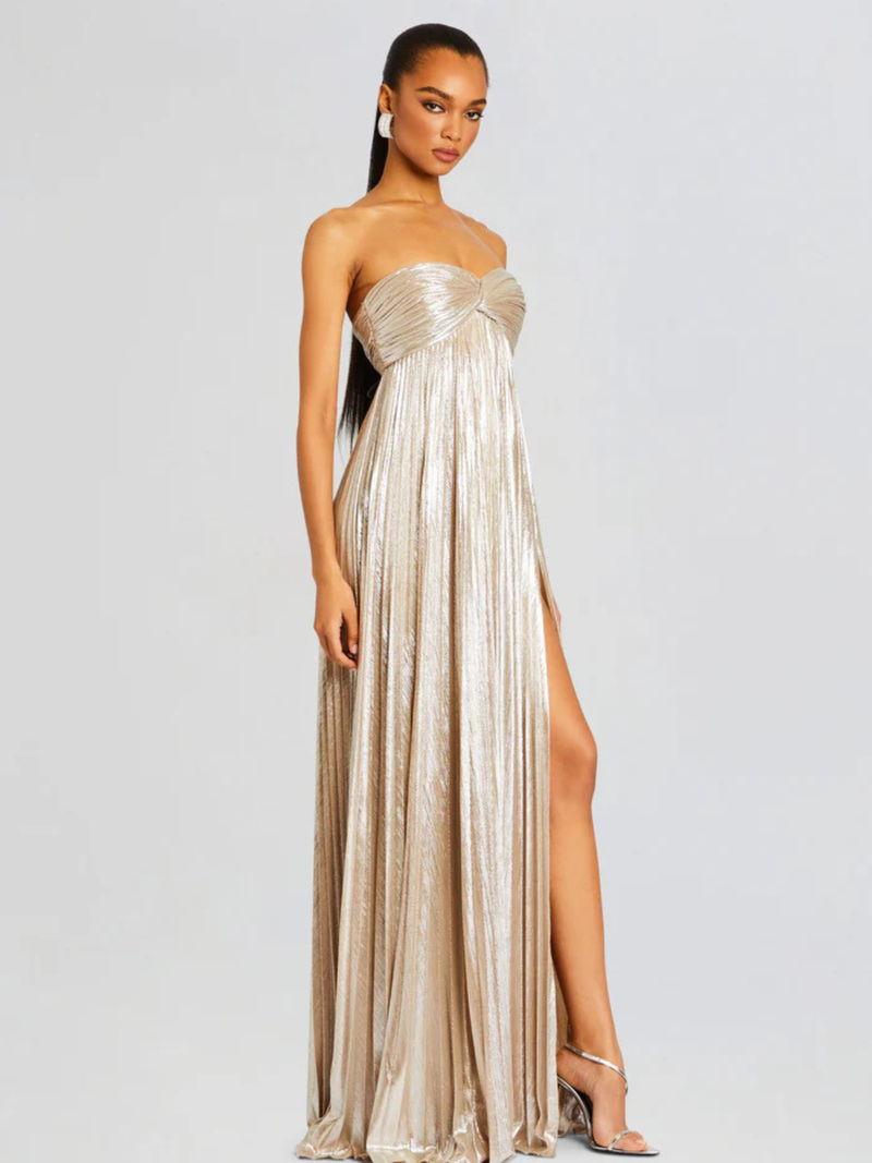 Edith Women's Pleated Maxi Dress - fabric and finish detail