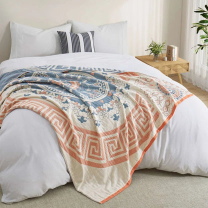 Santorini Mandala Cotton Blanket