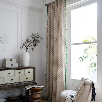 Cottage Petals Tassel Curtain | Cotton-Linen, Semi-Blackout